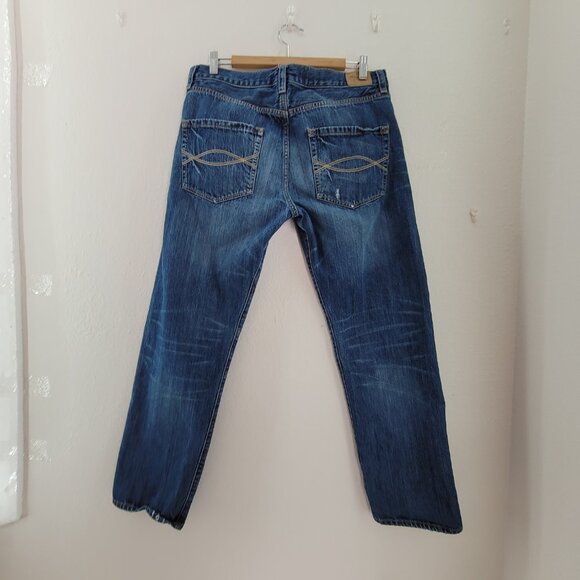 Abercrombie & Fitch Jeans Women's 10/30 Blue Mid Rise Button Fly Straight Distr - Picture 2 of 12
